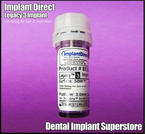 Implant Direct Legacy 3 Dental Implant - 3.0 x 10mm - EXP 2018