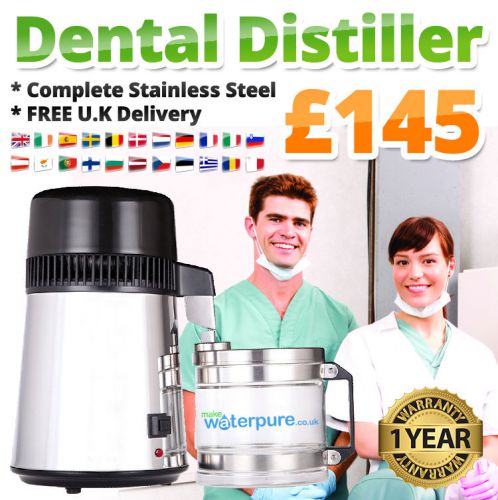 ** dental water distiller ** + 12m warranty + 4l glass jug + residue cleaner for sale