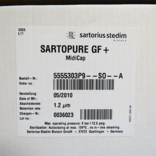 4 New Sartorius Sartopure GF Plus MidiCap Filters 1.2 um 5555303P9--SO--A