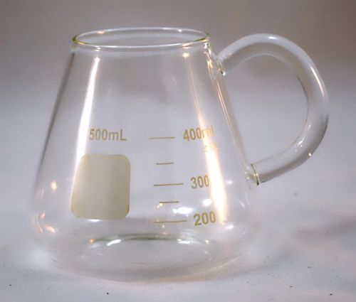 Conical flask glass lab mug w/ handle graduated 500ml for sale