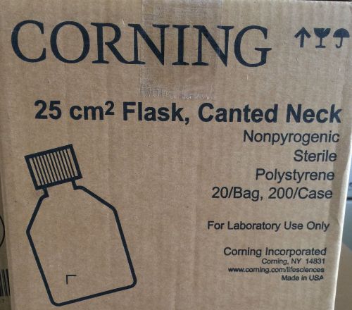 NEW Case of 200 Corning 25cm2 Canted Neck Flasks