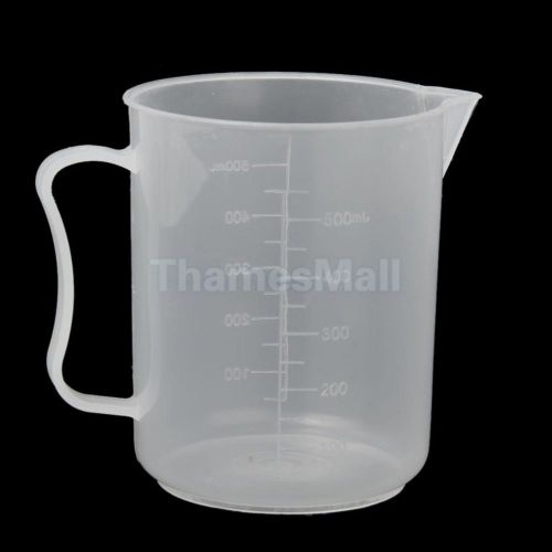 500ml transparent plastic laboratory measuring graduated beaker cup with handle for sale