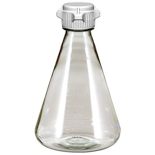Erlenmeyer shaker flasks, 2l, polycarbonate, flat base, 53b closed cap, sterile for sale