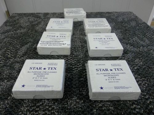7 STAR-TEX FROSTED MICROSCOPE SLIDES PRECLEANED LAB MEDICAL 3&#034; X 1&#034; X 1MM NEW
