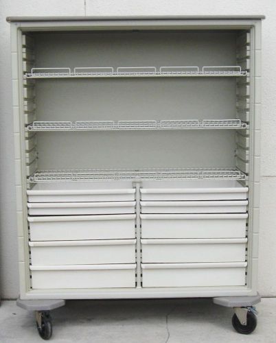 Herman Miller Hospital Surgical Mobile Supply Cabinet 10 Drawers 3 Wire Shelves