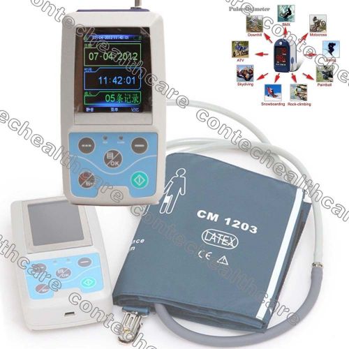 24H ABPM50 Ambulatory Blood Pressure Monitor+blue SPO2,SW,alarm,analysis,CONTEC