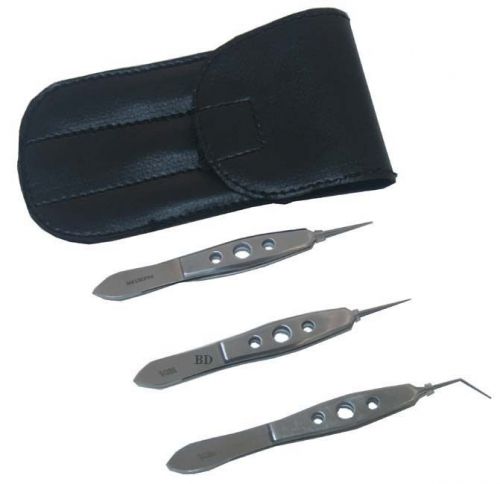 Set of 3 Eye Inesruments with Pouch Good Quality