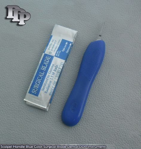 Scalpel Handle #3 Blue Plastic Grip &amp;10 Surgical Blade#15 Dental DDP Instruments