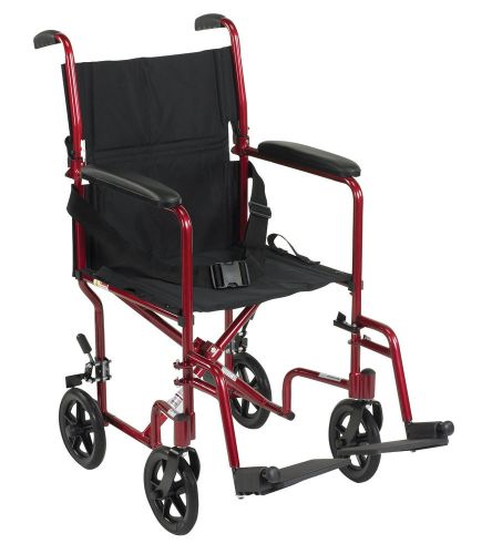 Drive medical aluminum transport chair, 19 inches, red for sale