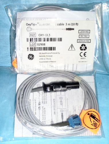 GE OxyTip+ Interconnect Oximeter Sensor Cable 3m 10&#039; Reusable +Instr OXY-OL3 NEW