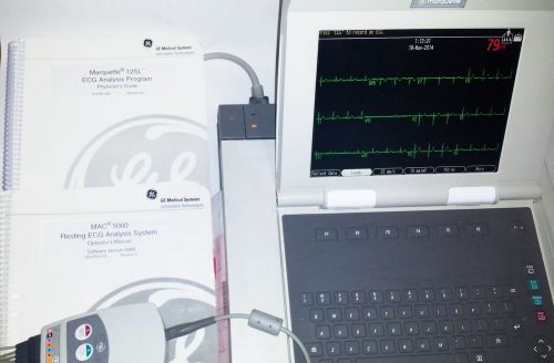 GE MAC 5000 ECG / EKG Color LCD W Cam 14, Modem, 12SL, Operator, Service Manuals