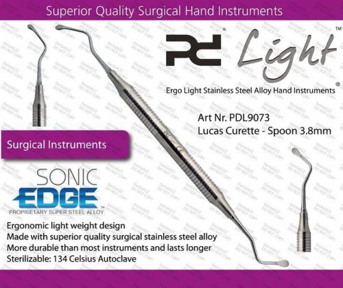 Lucas Bone Curette #87, Spoon 3.8mm, ErgoLight Dental Implant Surgery Instrument