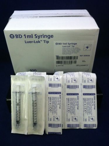 In Date Box Of 100 BD 1ml LUER-LOK TIP SYRINGES SEALED STERILE w/o Needle 309628