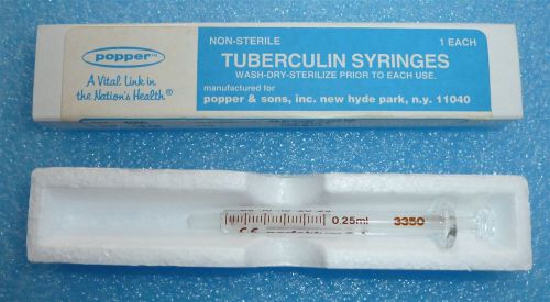 New Popper 5200  1/4  cc Perfektum Glass Tuberculin Syringe