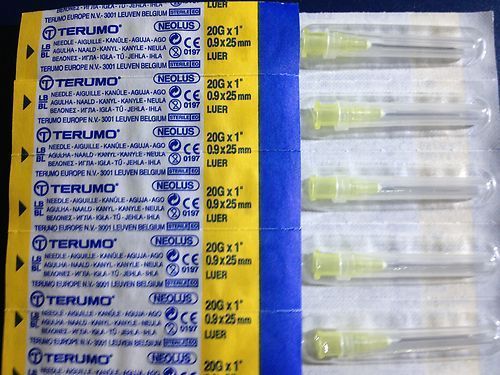 100x 20G (0.9mm) Yellow 1.5 Inch (40mm) Hypodermic Needles Not With Syringe