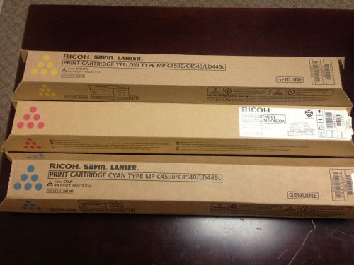 Ricoh Print Cartridges 1 Cyan, 1 Yellow, 1 Magenta Type MP C5400/C4540/LD445c