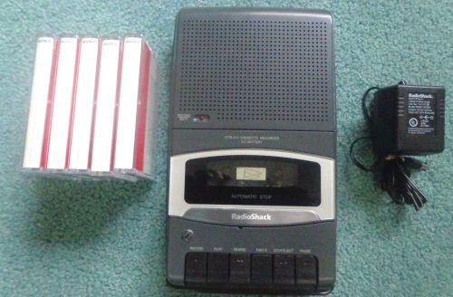 RADIO SHACK CTR-111 Portable Tape Recorder w/ AC Adapter &amp; 5 Tapes Bundled