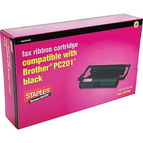 BROTHER PC201 COMPATIBLE BLACK FAX RIBBON CARTRIDGE, STAPLES