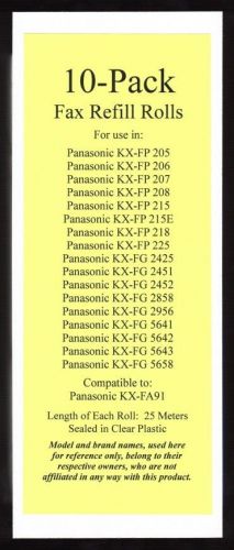 10-pack of KX-FA91 Fax Refills for Panasonic KX-FP205 KX-FP206 KX-FP207 KX-FP208