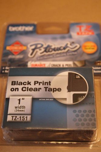 GENUINE New! P-touch Label TZ-151 Black Print On Clear Tape 1&#034; Durable! business