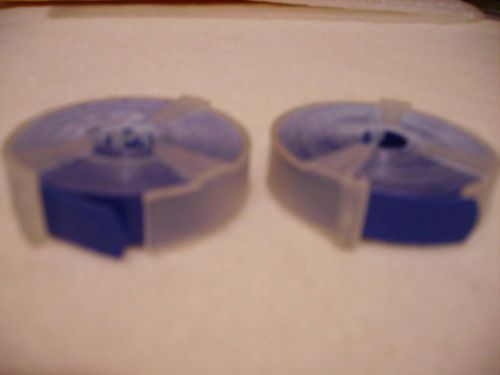 LOT OF 2 DENNISON BLUE 3/8&#034; X 144&#034; EMBOSSING LABEL TAPES FIT MOST BRANDS