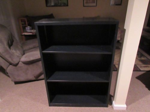 Three shelf black metal bookcase