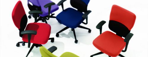 10 - STEELCASE LETS BE - TASK CHAIIR - REUPHOLSTERED IN RED - VGCOOD COND