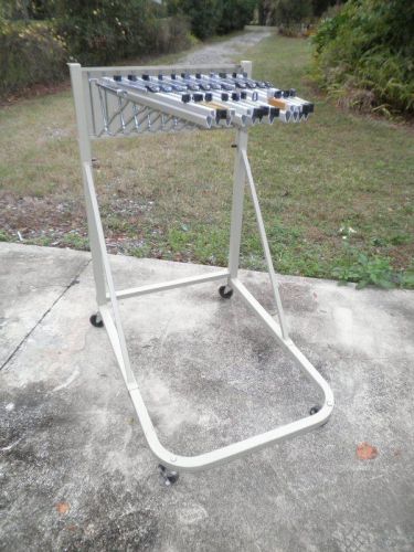 Safco mobile rolling blueprint rack stand with clamps &amp; (11) 24” long hangers for sale