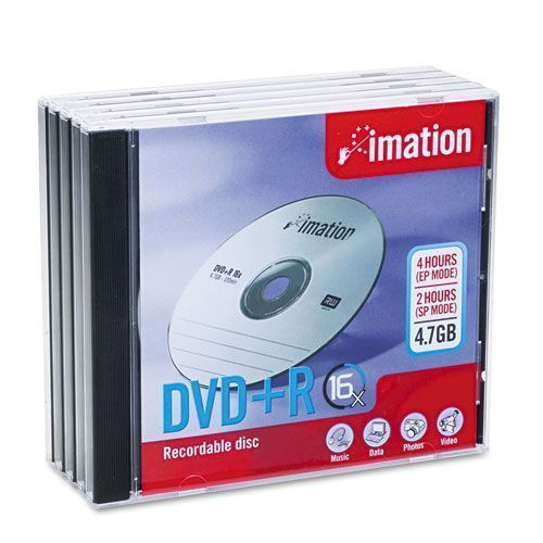IMATION 17193 DVR+R DISCS 4.7GB 16X W/SLIM JEWEL CASE 5/PACK