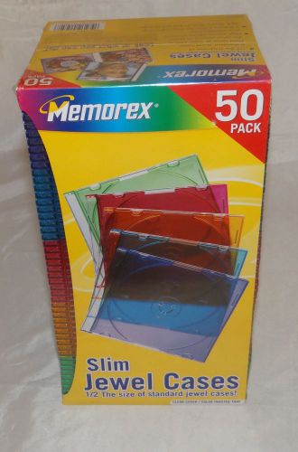 Memorex CD DVD Slim Jewel Cases 50 Pack Color Frosted Trays For Media