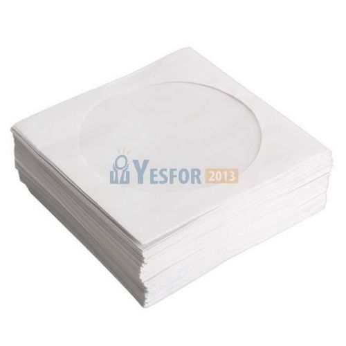 100 PCS Protective White Paper VCD CD DVD Disc Storage Bag Case Envelopes #3YE