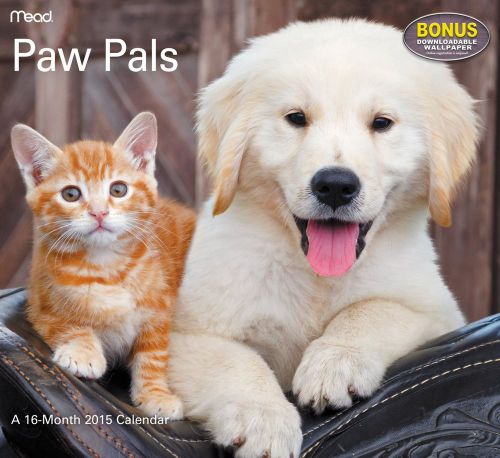 2015 PAW PALS 16-Month Wall Calendar NEW SEALED Cats Dogs Puppies Kittens Animal