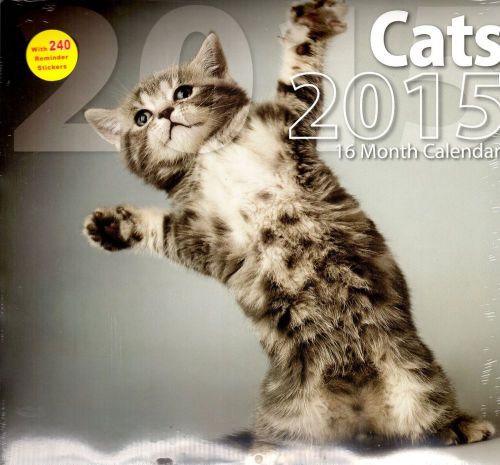Cats - 2015 16 Month  WALL CALENDAR with 240 Stickers - 12x11