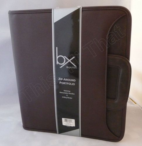 New buxton zip-around brown portfolio - briefcase, tablet, binder, organizer for sale
