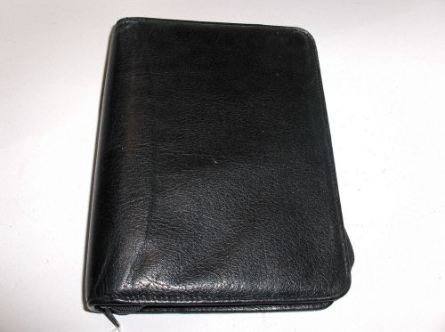 Black genuine leather franklin covey compact 6-1 inch ring binder for sale