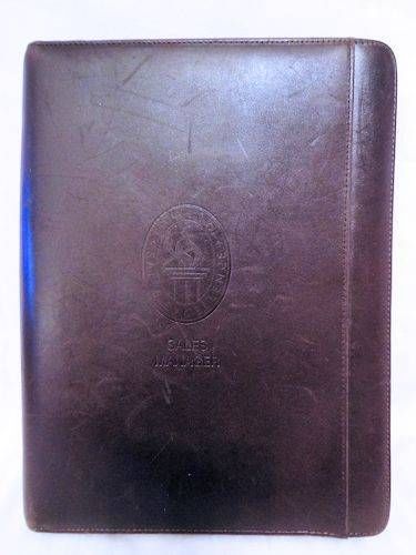 Cutter &amp; Buck Brown Leather Zipper Binder Portfolio Sales Manager Legal Pad Size