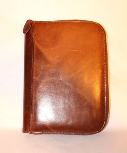 Day-timer rugged genuine leather zip-around organizer 1&#034; ring binder gr8! l@@k#e for sale