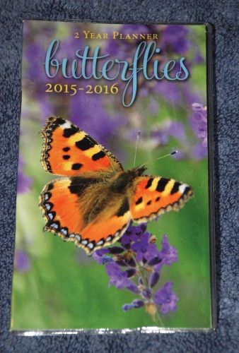 Butterflies 2 Year 2015-2016 Pocket Planner Calendar Vinyl Cover Organizer