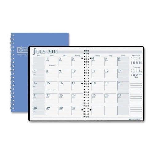 Wirebound leatherette monthly planners, 14 mos, 8-1/2&#034;x11&#034;, blue, 2013 for sale