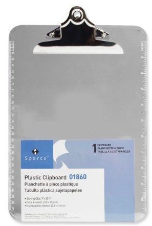 Transparent plastic clipboard 9 x 12 1/2 inches clear functional way for sale