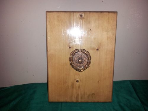 HANDCRAFTED WOOD CLIPBOARD WITH U.S ARMY MEDALLION ON BACK