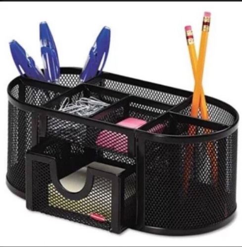 New rolodex mesh oval supply caddy  black pen pencil holder desk organizer for sale