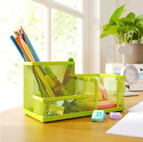 NEW Mesh Caddy Pen Pencil Holder Desk Organizer Office Organizer Color Varies