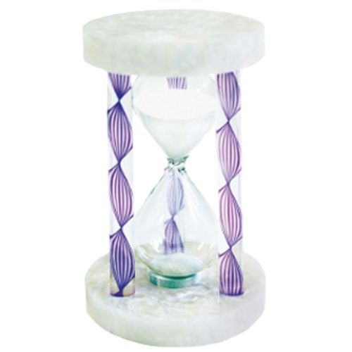 Contemporary Style White Marble Purple Motion Glass Sand Hourglass Timer Base