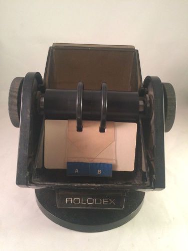 Vintage Rolodex Covered Rotary Swivel File~SW-24C~Black~Wood Finish