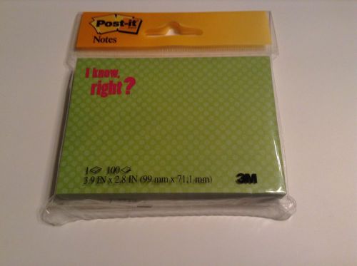 Post-It   Green   &#034;I know , right &#034;  Notes Pad
