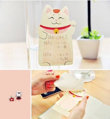 New Lucky Cat Beckoning Cat: Post-it Memo paper pad desktop sticky notes flags