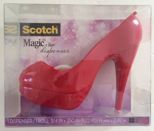 Scotch High Heel Shoe Desktop Tape Dispenser Red Color w. 1Roll Tape Brand New