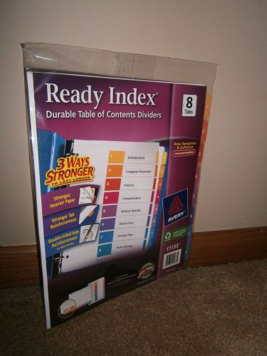 AVERY 11133 READY INDEX TABLE OF CONTENTS DIVIDERS 8 TABS MULTI-COLORED