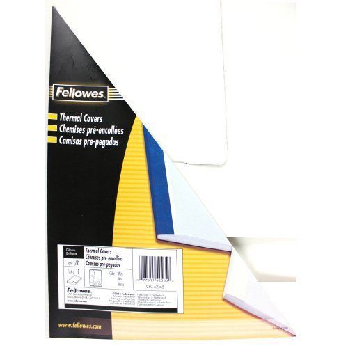 Fellowes 1/2&#034; gloss white thermal binding covers - 10pk free shipping for sale